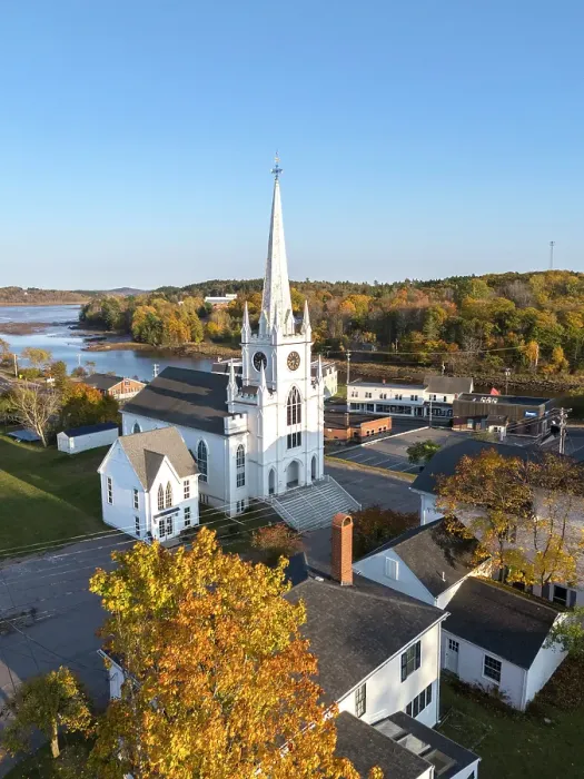 Framed Print : First Congregational Church, Macchias, Maine, USA