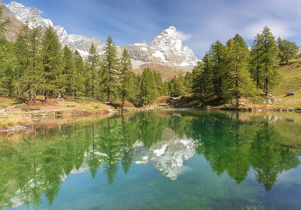 first day of autumn at Blu Lake, Cervinia, Valtournenche, Aosta province, Aosta Valley
