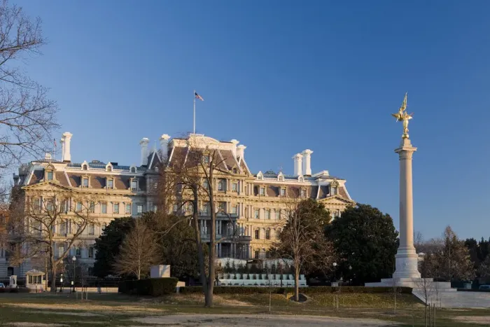 Framed Print : First Division Monument Memorial Statue and Eisenhower Executive Office Building Framed Print : First Division Monument Memorial Statue and Eisenhower Executive Office Building