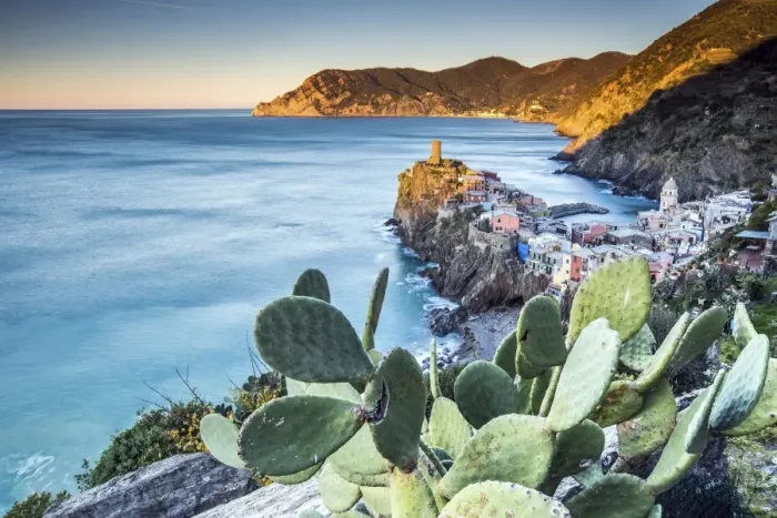 Framed Print : The first light of dawn on the famous tower of the village of Vernazza. Cinque Terre National Park Framed Print : The first light of dawn on the famous tower of the village of Vernazza. Cinque Terre National Park