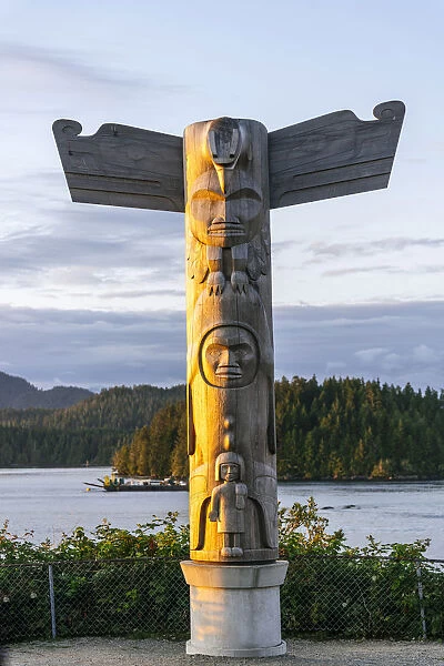 First Nation Totem Pole in Tofino, Vancouver Island, British Columbia, Canada