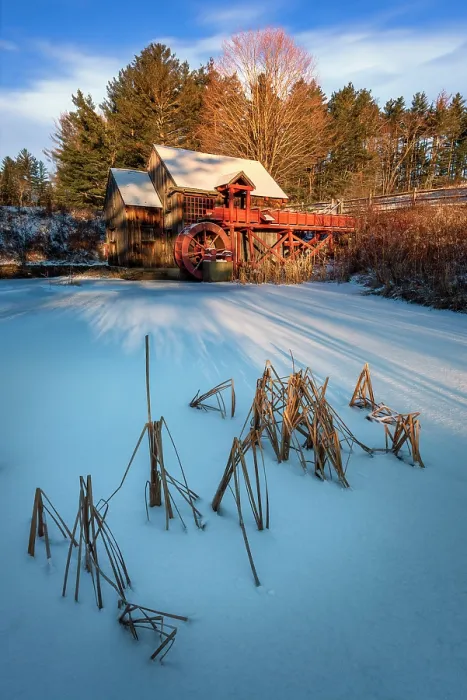 Framed Print : First snow on the Old Guildhall Grist Mill, Northeast Kingdom, Guildhall, Vermont, USA Framed Print : First snow on the Old Guildhall Grist Mill, Northeast Kingdom, Guildhall, Vermont, USA