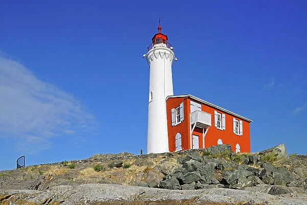Fisgard Lighthouse National Historic Site on Fisgard Island at the mouth of Esquimalt Harbour, Victoria, British Columbia, Canada
