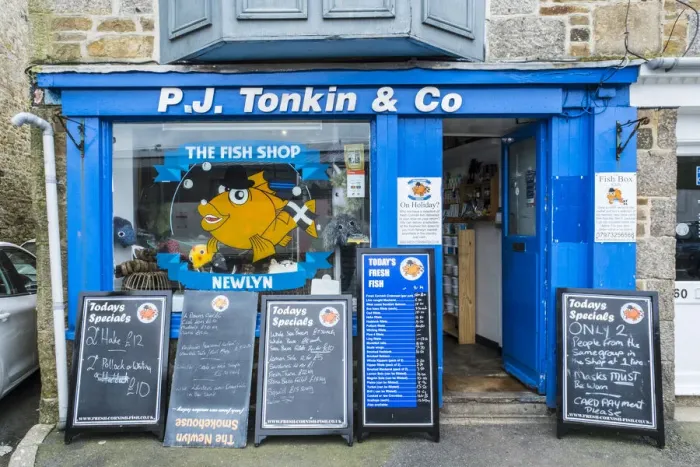 Framed Print : Fish Shop, Newlyn, Penzance, Cornwall, England, UK Framed Print : Fish Shop, Newlyn, Penzance, Cornwall, England, UK