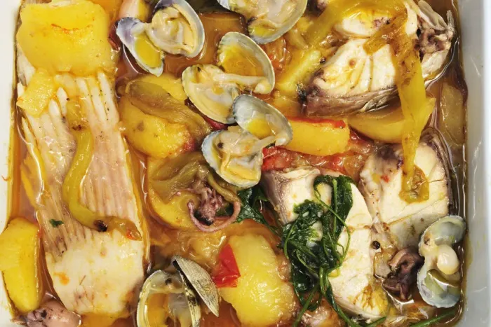 Framed Print : Fish stew (Caldeirada a Fragateiro). Portugal Framed Print : Fish stew (Caldeirada a Fragateiro). Portugal