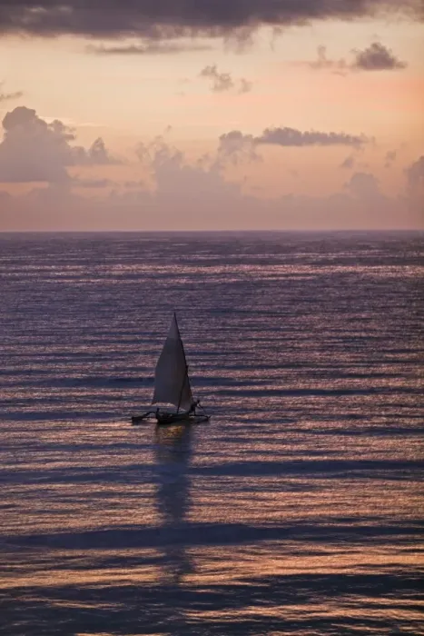 Framed Print : A fisherman sets out from Msambweni, south of Mombasa, in a beautiful dawn sky Framed Print : A fisherman sets out from Msambweni, south of Mombasa, in a beautiful dawn sky