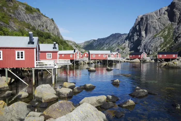 Framed Print : Fishermen houses, Lofoten Island, Norway, Europe Framed Print : Fishermen houses, Lofoten Island, Norway, Europe