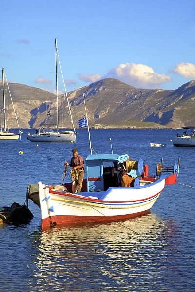 Fishermen At Xirocampos, Leros, Dodecanese, Greek Islands, Greece, Europe