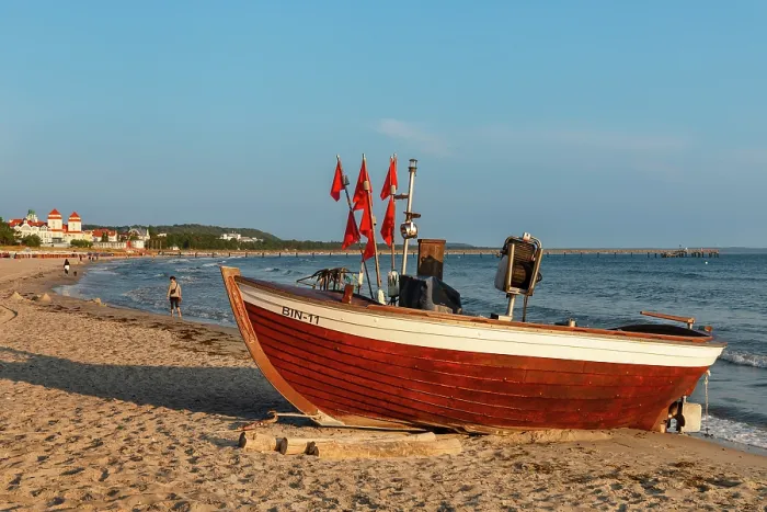 Framed Print : Fishing boat at the beach, Binz, Rugen Island, Baltic Sea, Mecklenburg-Western Pomerania, Germany Framed Print : Fishing boat at the beach, Binz, Rugen Island, Baltic Sea, Mecklenburg-Western Pomerania, Germany