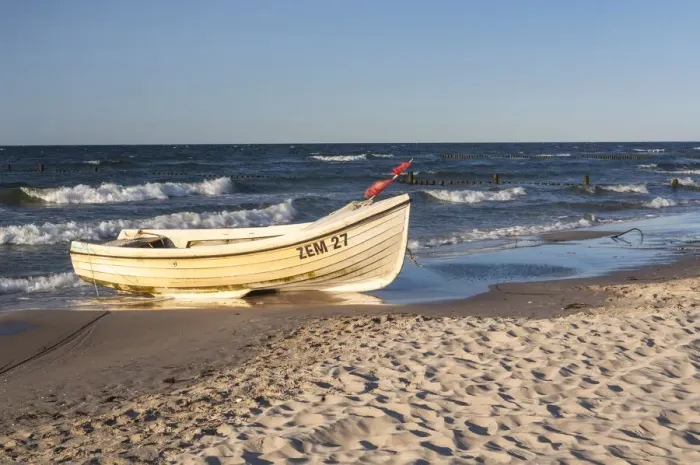 Framed Print : Fishing boat on Beach in Zempin, Usedom Island, Mecklenburg-Western Pomerania, Germany Framed Print : Fishing boat on Beach in Zempin, Usedom Island, Mecklenburg-Western Pomerania, Germany