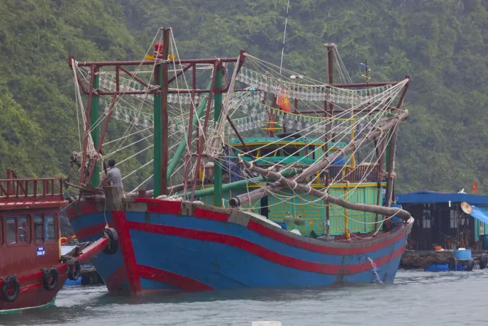 Framed Print : Fishing boat, Cat Ba Island, Halong Bay, Vietnam Framed Print : Fishing boat, Cat Ba Island, Halong Bay, Vietnam