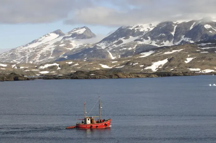 Framed Print : Fishing boat in the King Oscar Fjord, Tasiilaq, Ammassalik, Greenland