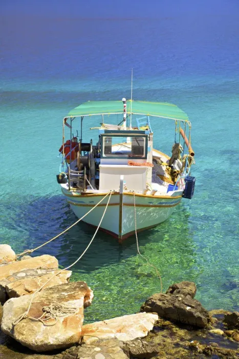 Framed Print : Fishing Boat, Limeni, Mani Peninsula, The Peloponnese, Greece, Southern Europe Framed Print : Fishing Boat, Limeni, Mani Peninsula, The Peloponnese, Greece, Southern Europe