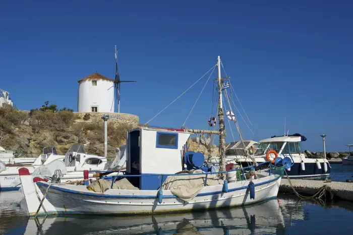 Framed Print : Fishing boat in Parikia, Paros Island, Cyclades, Greece Framed Print : Fishing boat in Parikia, Paros Island, Cyclades, Greece