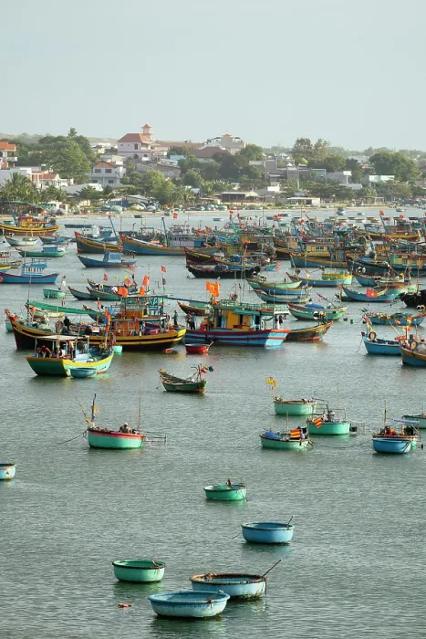 Framed Print : Fishing boats in bay, Mui Ne, Binh Thuan Province, Vietnam Framed Print : Fishing boats in bay, Mui Ne, Binh Thuan Province, Vietnam
