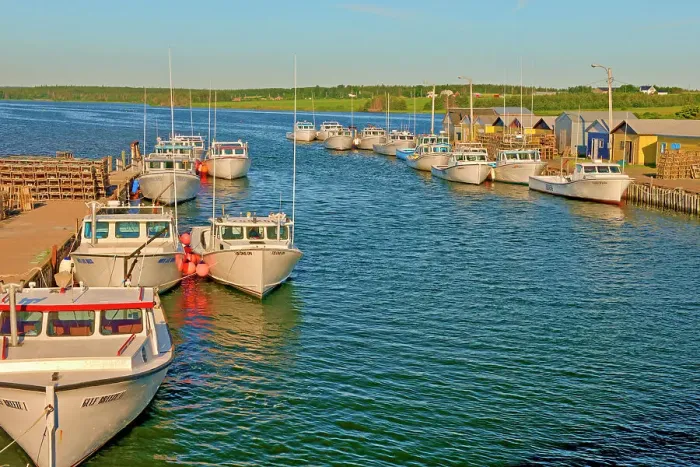 Framed Print : Fishing boats in coastal village North Lake, Prince Edward Island, Canada Framed Print : Fishing boats in coastal village North Lake, Prince Edward Island, Canada
