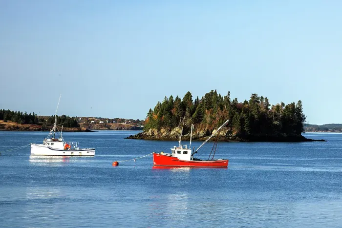 Framed Print : Fishing boats at the dock, Lubec, Maine, USA