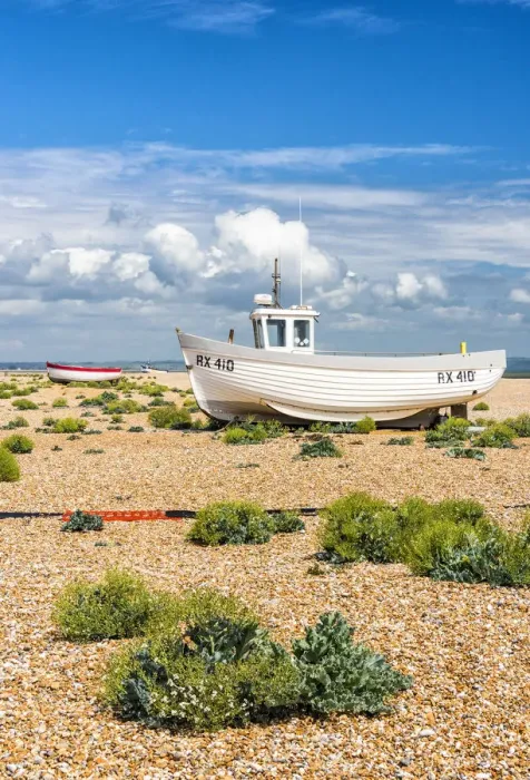Framed Print : Fishing boats on Dungeness shingle beach, Kent, England Framed Print : Fishing boats on Dungeness shingle beach, Kent, England