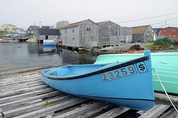 Fishing boats in famous fishing village Peggy's Cove, Nova Scotia, Canada