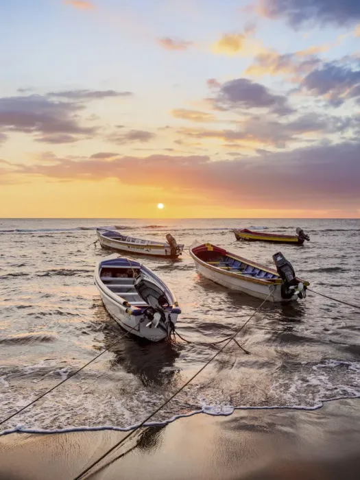 Framed Print : Fishing Boats at Frenchmans Beach, sunset, Treasure Beach, Saint Elizabeth Parish Framed Print : Fishing Boats at Frenchmans Beach, sunset, Treasure Beach, Saint Elizabeth Parish