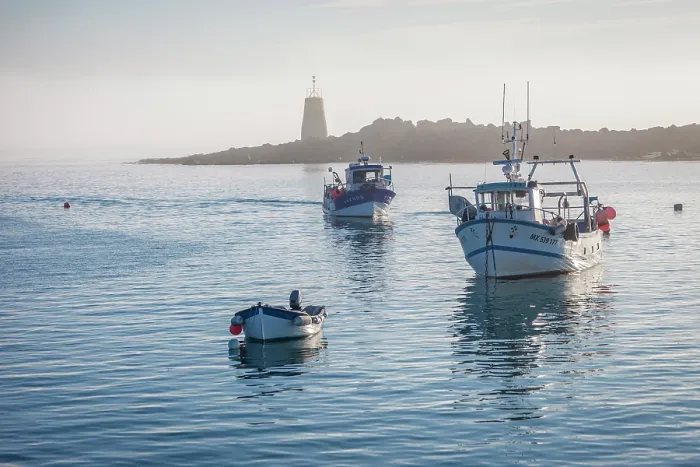 Framed Print : Fishing boats in the harbor on the Ile de Batz in the evening light, Finistere, Brittany, France Framed Print : Fishing boats in the harbor on the Ile de Batz in the evening light, Finistere, Brittany, France