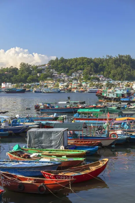 Framed Print : Fishing boats in harbour, Cheung Chau, Hong Kong