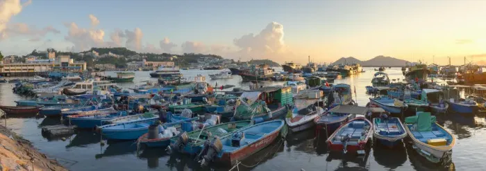 Framed Print : Fishing boats in harbour, Cheung Chau, Hong Kong Framed Print : Fishing boats in harbour, Cheung Chau, Hong Kong