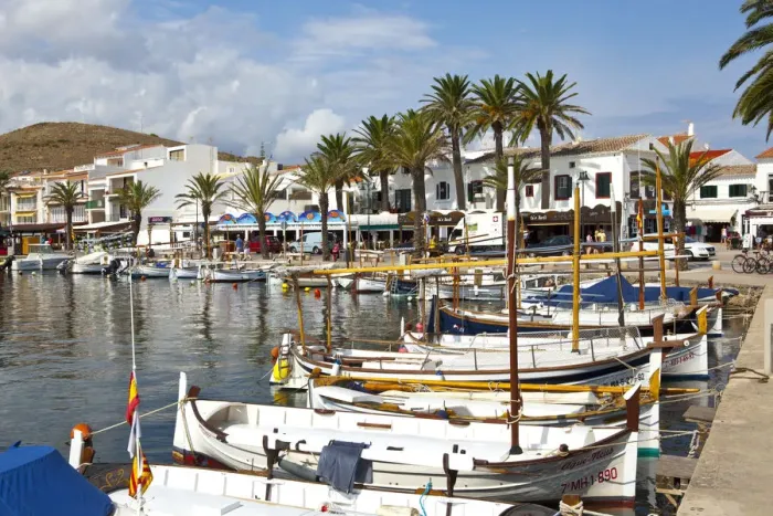 Framed Print : Fishing boats in harbour, Fornells, Menorca, Balearic Islands, Spain Framed Print : Fishing boats in harbour, Fornells, Menorca, Balearic Islands, Spain