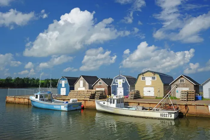 Framed Print : Fishing boats and huts New London, Prince Edward Island, Canada Framed Print : Fishing boats and huts New London, Prince Edward Island, Canada