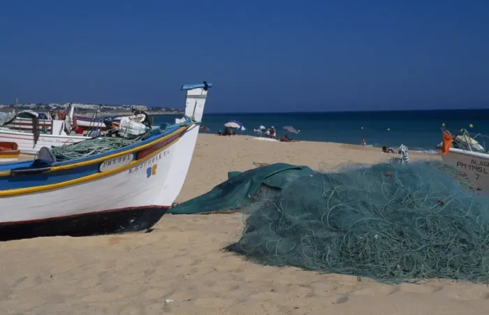Framed Print : Fishing boats and nets on the beach Framed Print : Fishing boats and nets on the beach