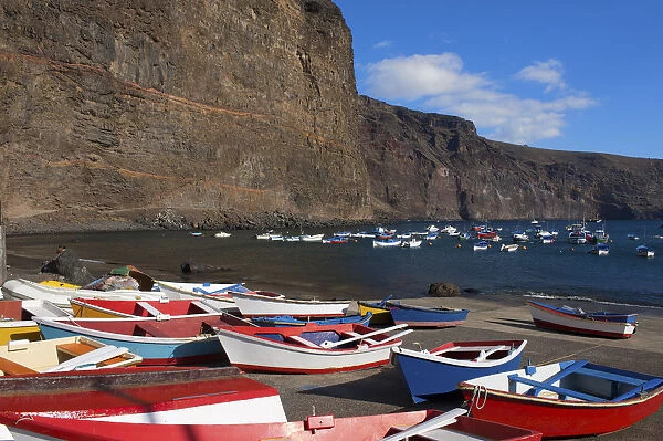 Fishing Boats in the Port of Vueltas, Valle Gran Rey, La Gomera, Canary Islands, Spain
