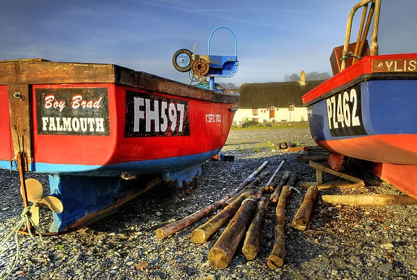 Fishing boats in Porthallow, Cornwall, UK