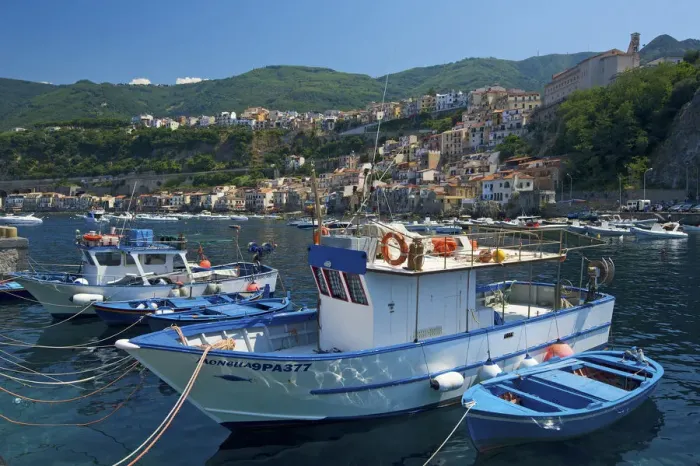 Framed Print : Fishing boats, Scilla, Costa Viola, Calabria, Italy Framed Print : Fishing boats, Scilla, Costa Viola, Calabria, Italy