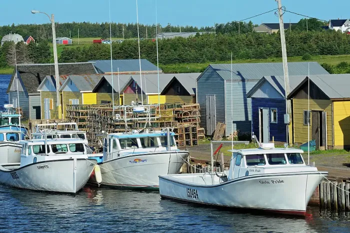 Framed Print : Fishing boats and shacks North Lake Prince Edward Island, Canada Framed Print : Fishing boats and shacks North Lake Prince Edward Island, Canada