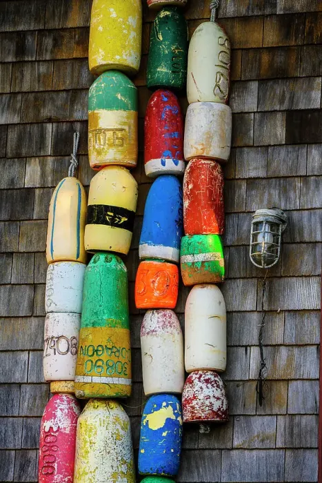Framed Print : Fishing buoys on a wall, Meyers Chuck, Alaska, USA Framed Print : Fishing buoys on a wall, Meyers Chuck, Alaska, USA