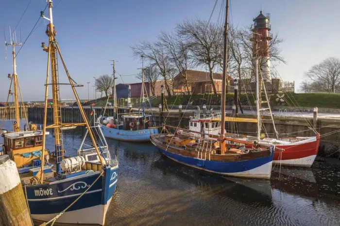 Framed Print : Fishing cutter in the old port of Buesum, North Friesland, Schleswig-Holstein Framed Print : Fishing cutter in the old port of Buesum, North Friesland, Schleswig-Holstein