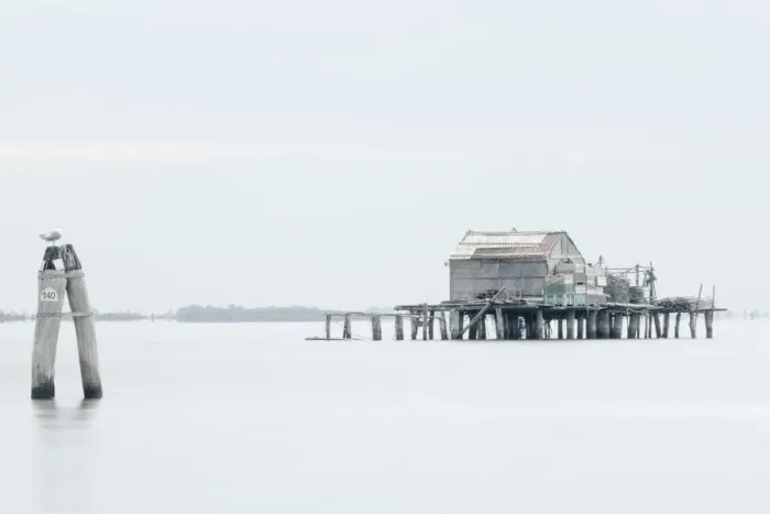 Framed Print : Fishing lodge on the coast of the Isola di Pellestrina, Venice, Veneto, Italy Framed Print : Fishing lodge on the coast of the Isola di Pellestrina, Venice, Veneto, Italy