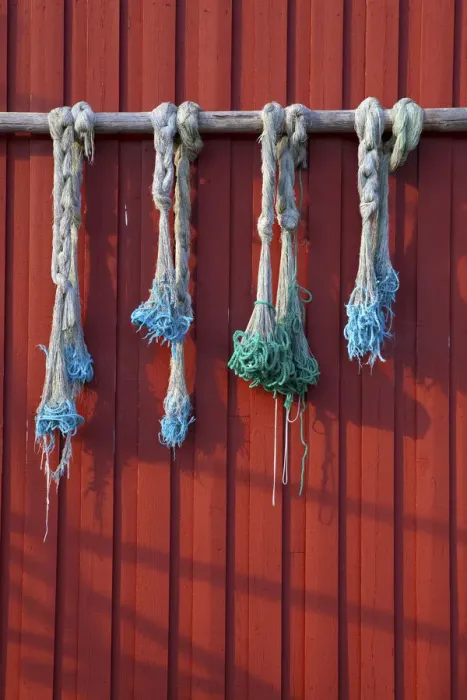 Framed Print : Fishing nets hanging from Rorbuer exterior, Storvagen, Austvagsoya, Lofoten, Nordland Framed Print : Fishing nets hanging from Rorbuer exterior, Storvagen, Austvagsoya, Lofoten, Nordland