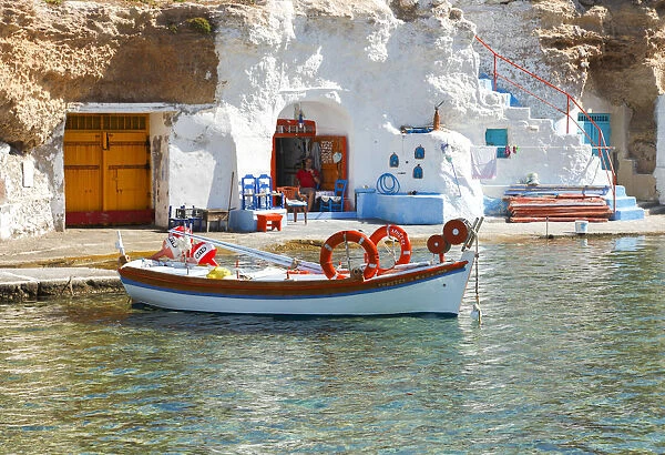 Fishing port of Mandraki on the island of Milos, Cyclades, Greece