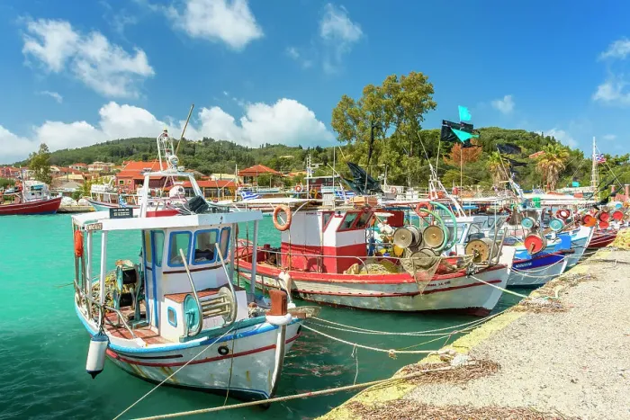 Framed Print : Fishing port in Molos, Corfu Island, Ionian Islands, Ionian Sea, Greece Framed Print : Fishing port in Molos, Corfu Island, Ionian Islands, Ionian Sea, Greece