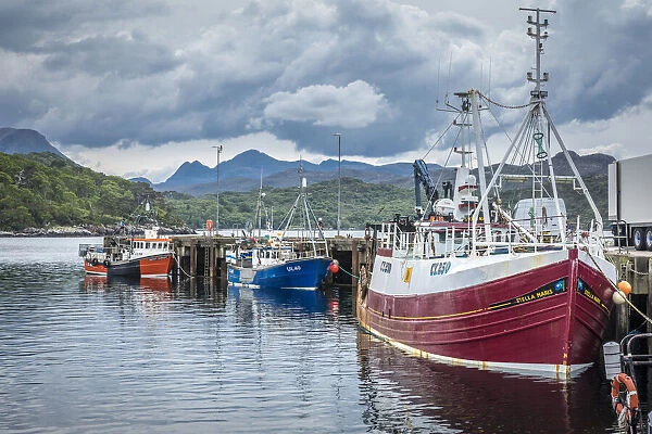 Fishing trawler in Gairloch Harbor, Wester Ross, Highlands, Scotland, Great Britain