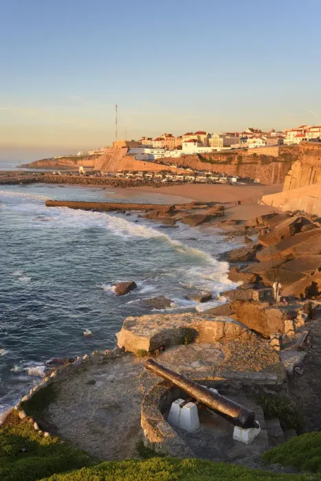 Framed Print : The fishing village of Ericeira at dusk, overlooking the Atlantic Ocean. Portugal Framed Print : The fishing village of Ericeira at dusk, overlooking the Atlantic Ocean. Portugal