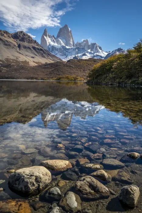 Framed Print : Fitz Roy reflecting in Laguna Capri in autumn, Los Glaciares National Park, El Chalten Framed Print : Fitz Roy reflecting in Laguna Capri in autumn, Los Glaciares National Park, El Chalten