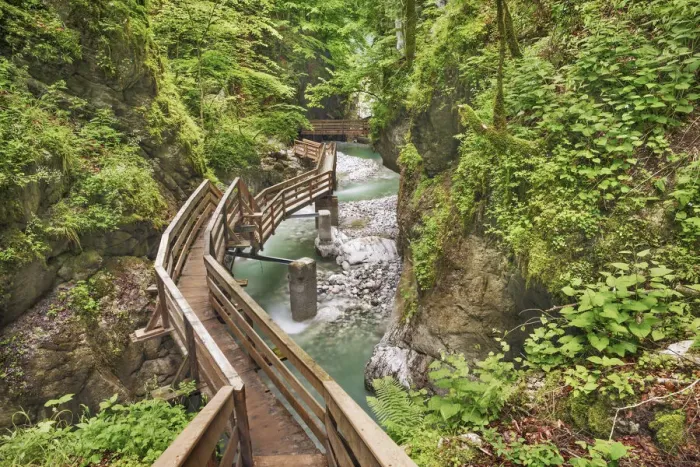 Framed Print : Fixed rope route in gorge - Austria, Salzburg, Zell am See, Kaprun