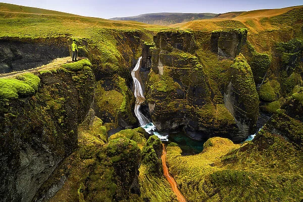 Fjadrargljufur canyon and its waterfall, Kirkjubajarklaustur, southern Iceland, Iceland (MR)