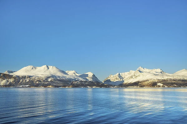 Fjord landscape at Lyngenfjord - Norway, Troms, Storfjord, Skibotn