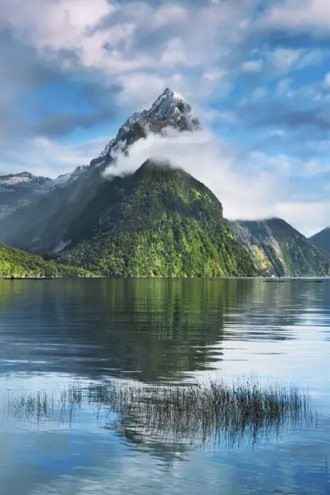 Framed Print : Fjord landscape at Mitre Peak - New Zealand, South Island, Southland, Fiordland