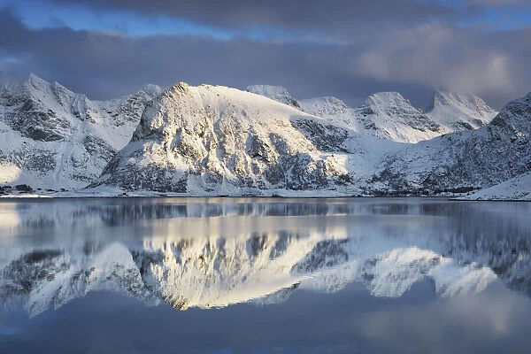 Fjord landscape at Selfjord - Norway, Nordland, Lofoten, Moskenesoya, Selfjorden