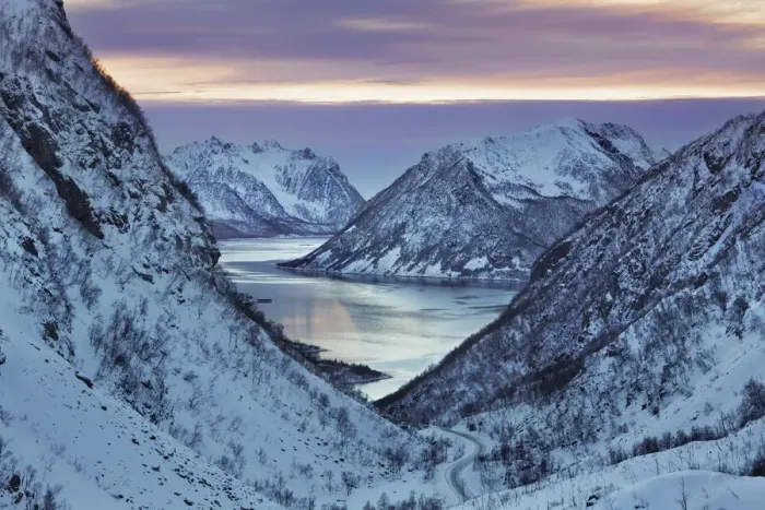 Framed Print : Fjord landscape at Sifjord on Senja - Norway, Troms, Senja, Sifjorden, Sifjord