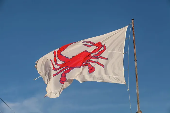 Framed Print : Flag with red crab flying at reasaurant in Wildwood, New Jersey Framed Print : Flag with red crab flying at reasaurant in Wildwood, New Jersey